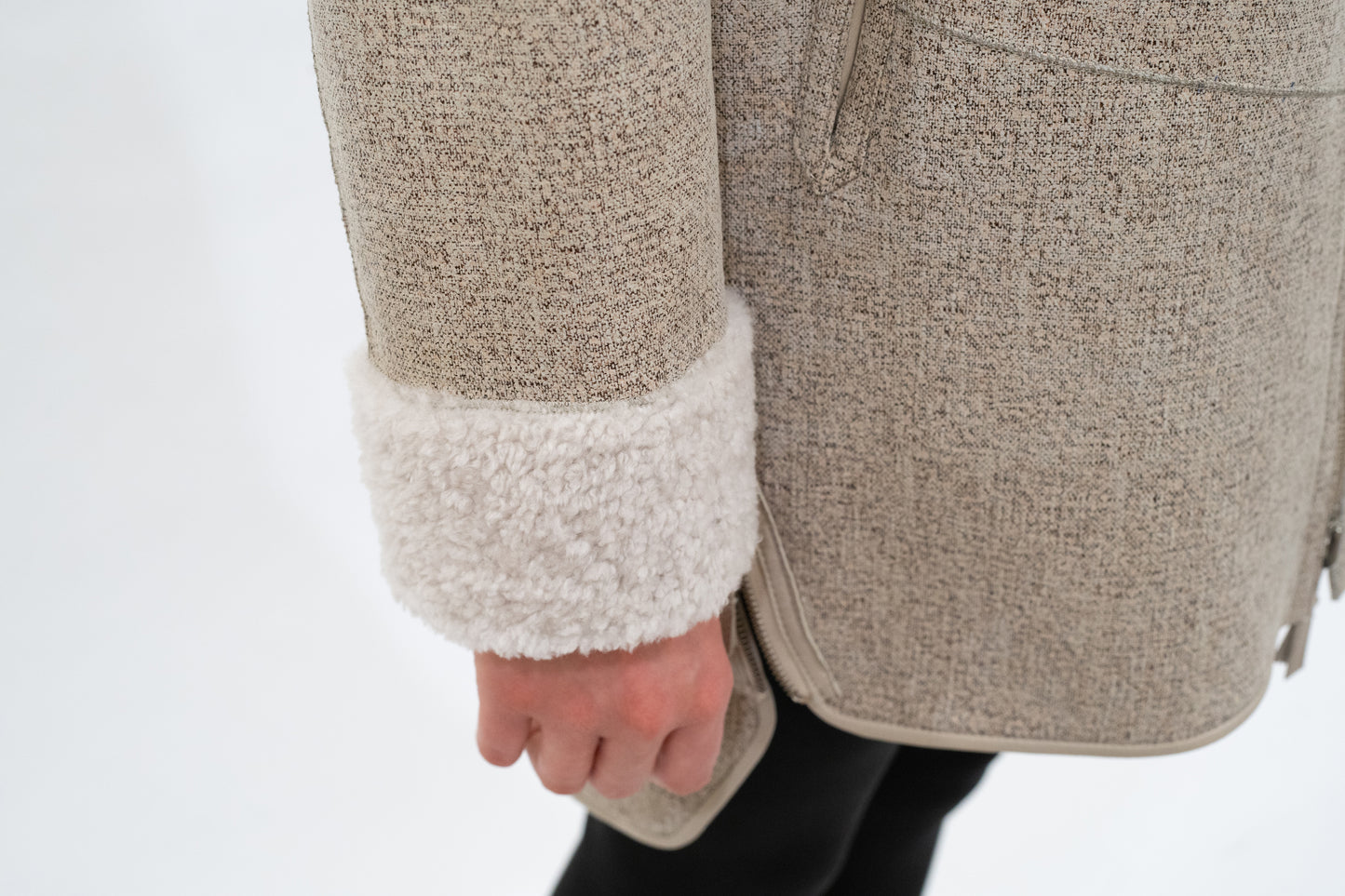 Wendemantel Sambia Lammfell off white