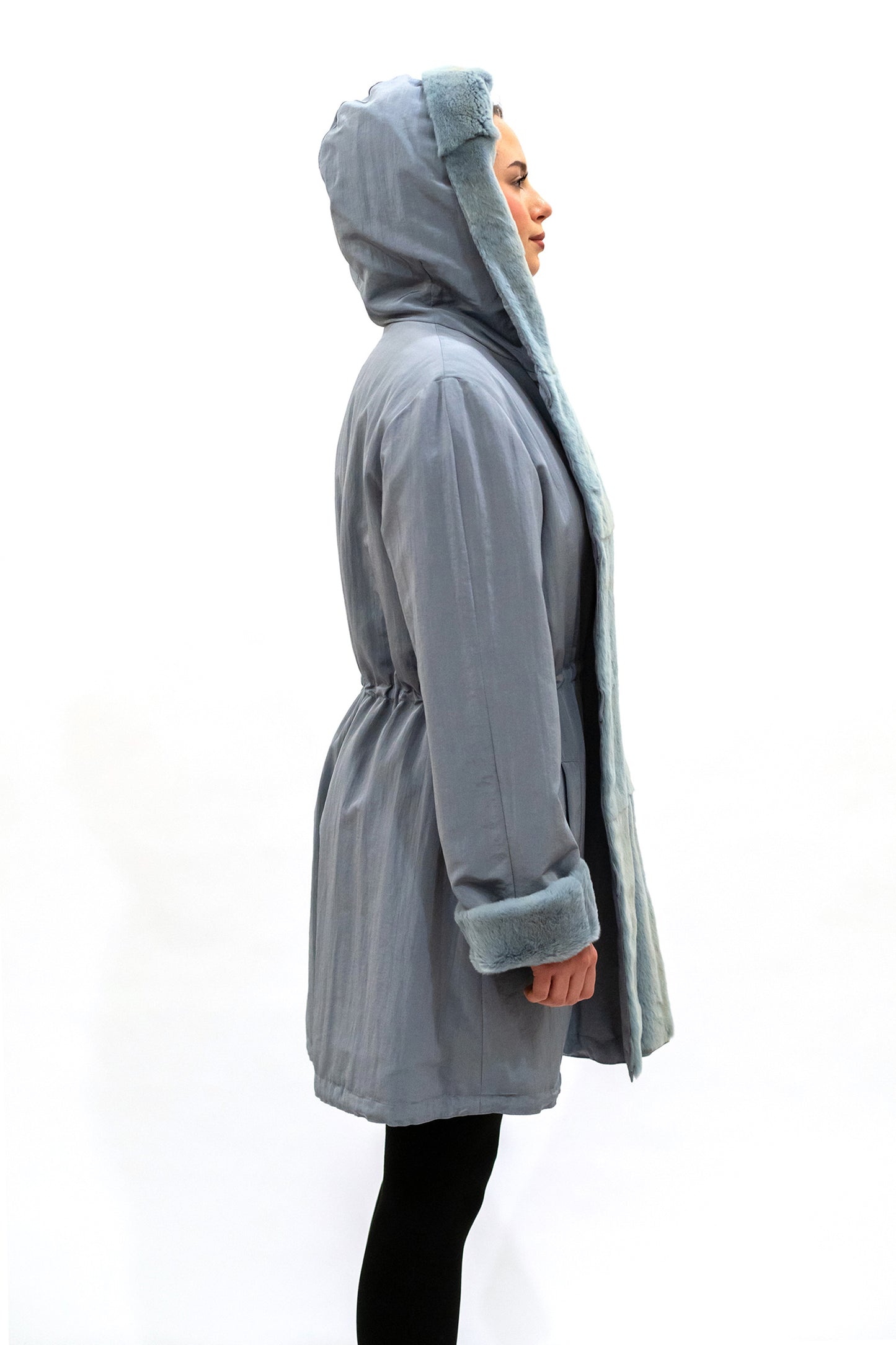 Parka Seide Samtwiesel hellblau