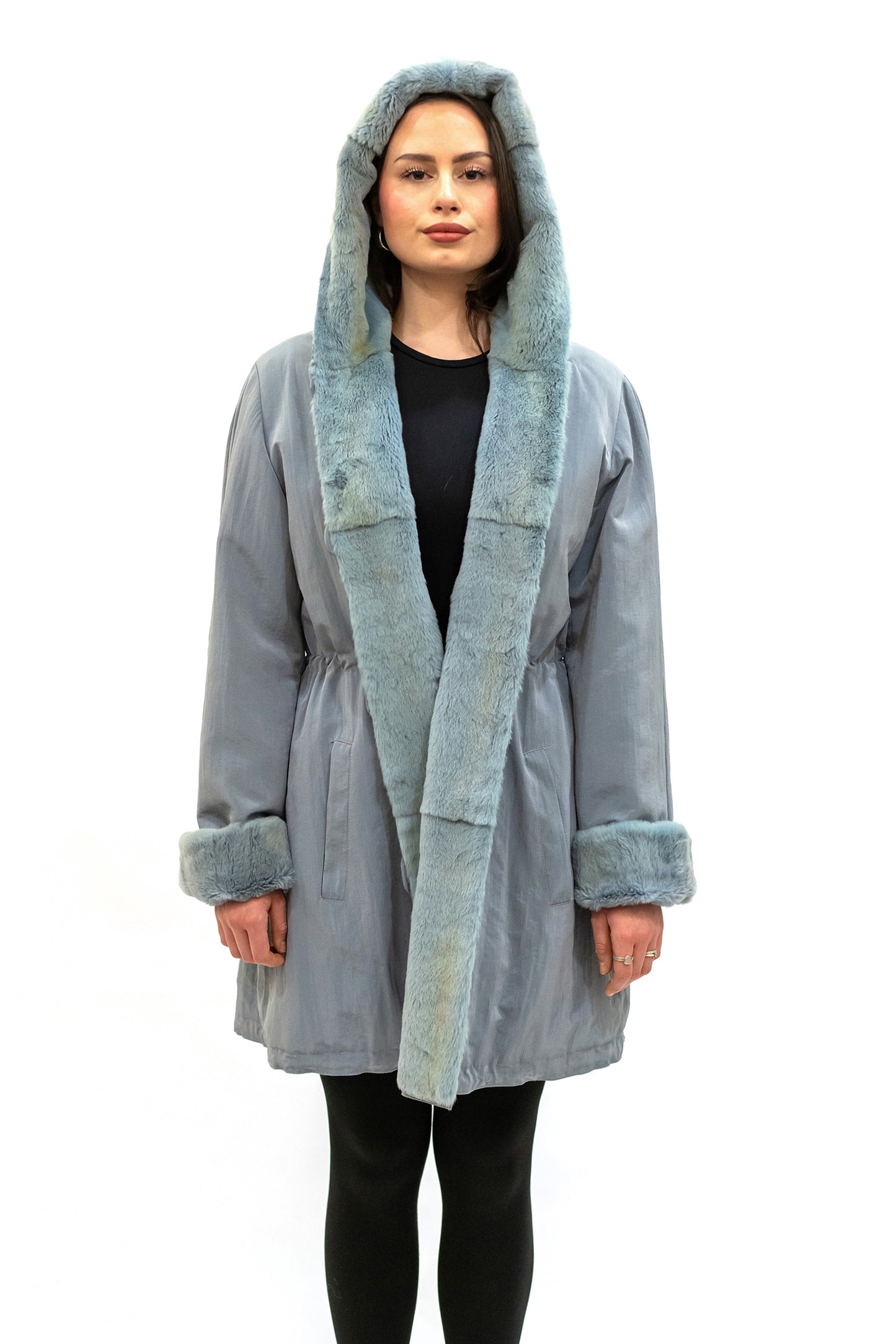 Parka Seide Samtwiesel hellblau