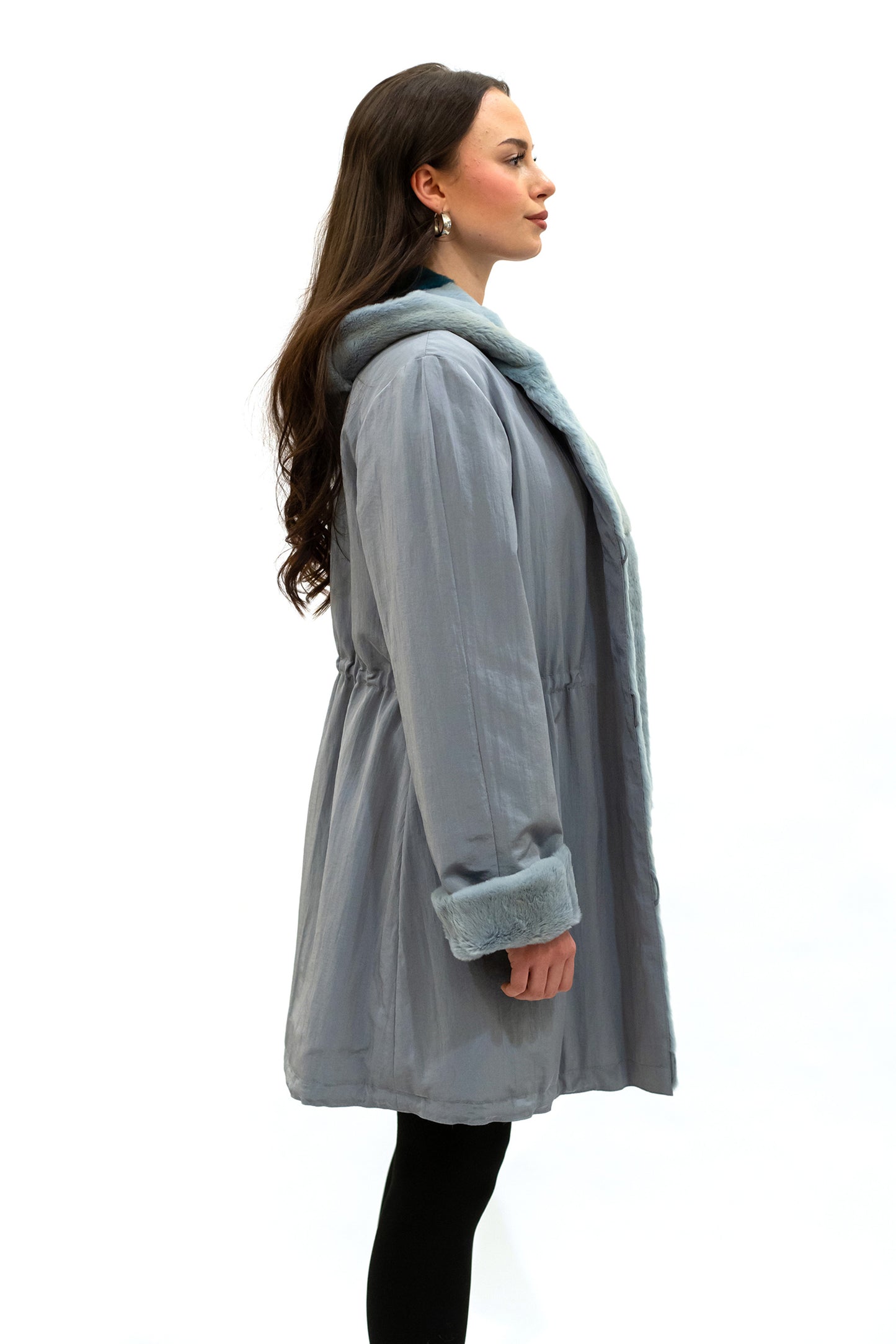 Parka Seide Samtwiesel hellblau