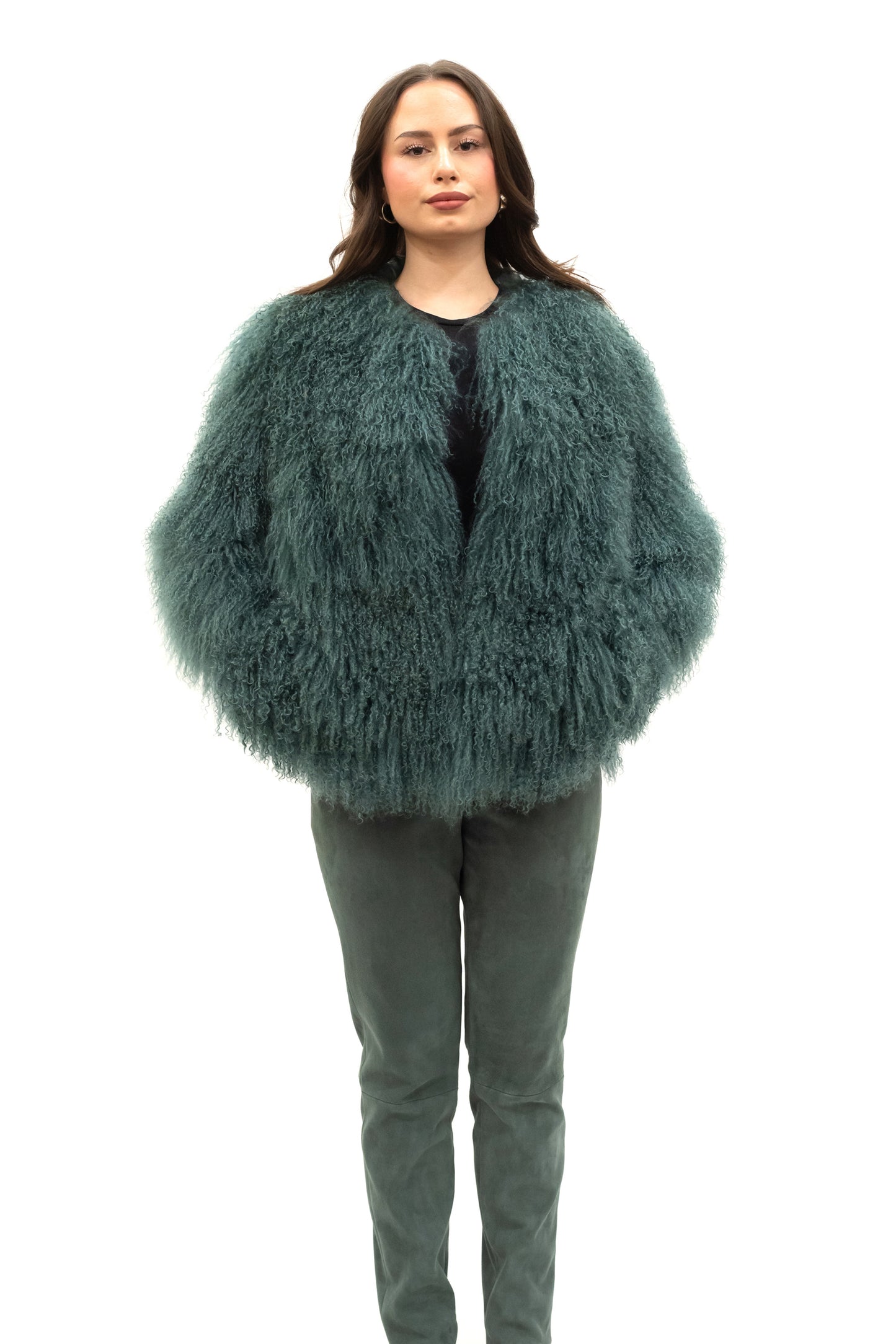 Kurze Zottel Jacke Tibetlammfell