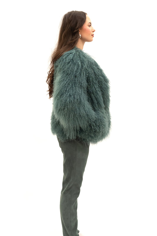 Kurze Zottel Jacke Tibetlammfell