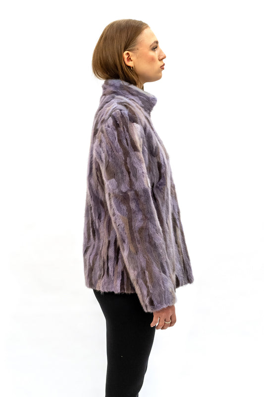 Kurze Nerzjacke mit Kapuze