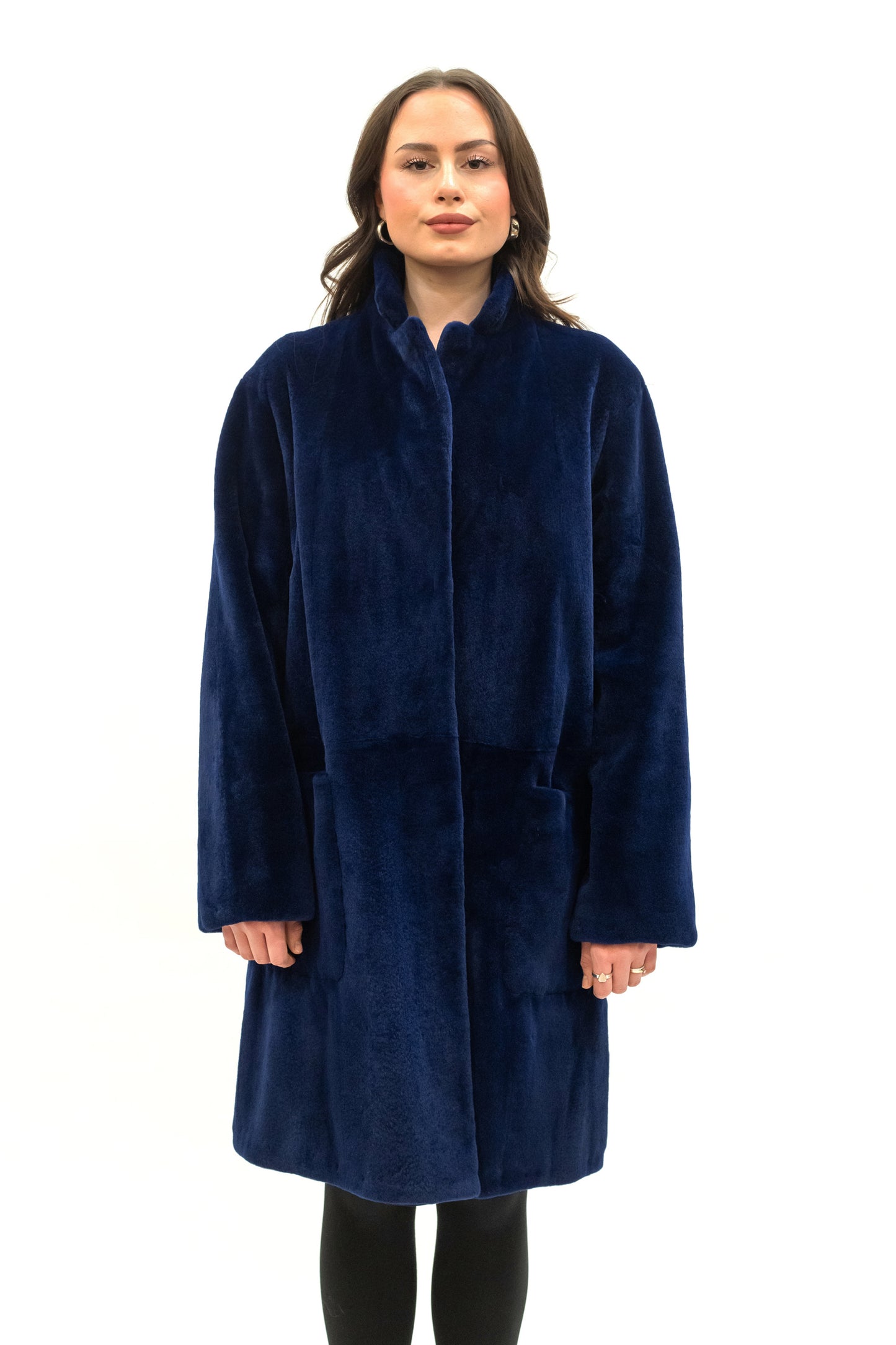 Wendemantel Cashmerenerz blau schwarz