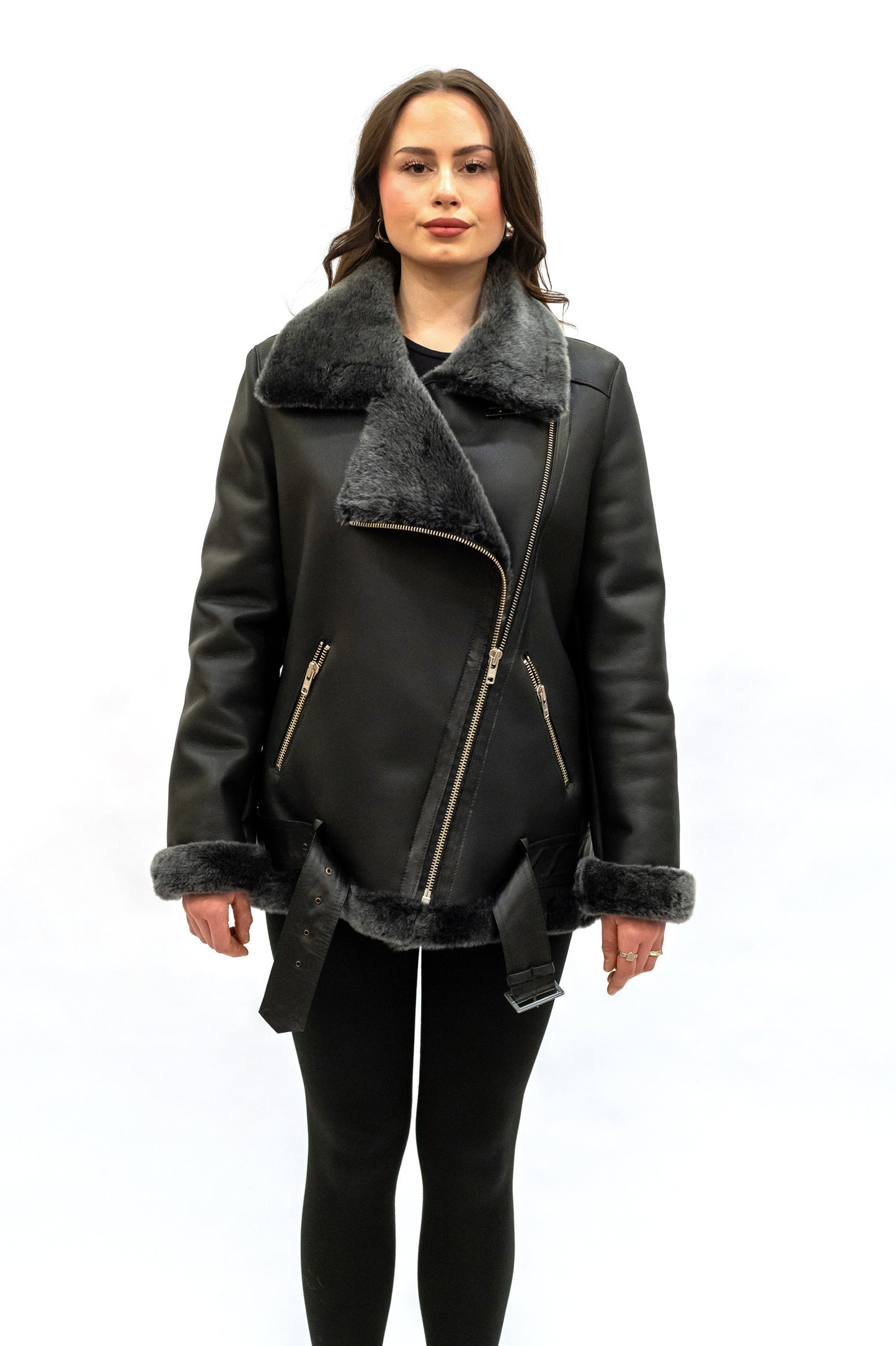 Pilotenjacke, Fliegerjacke, Bikerjacke Merinolammfell