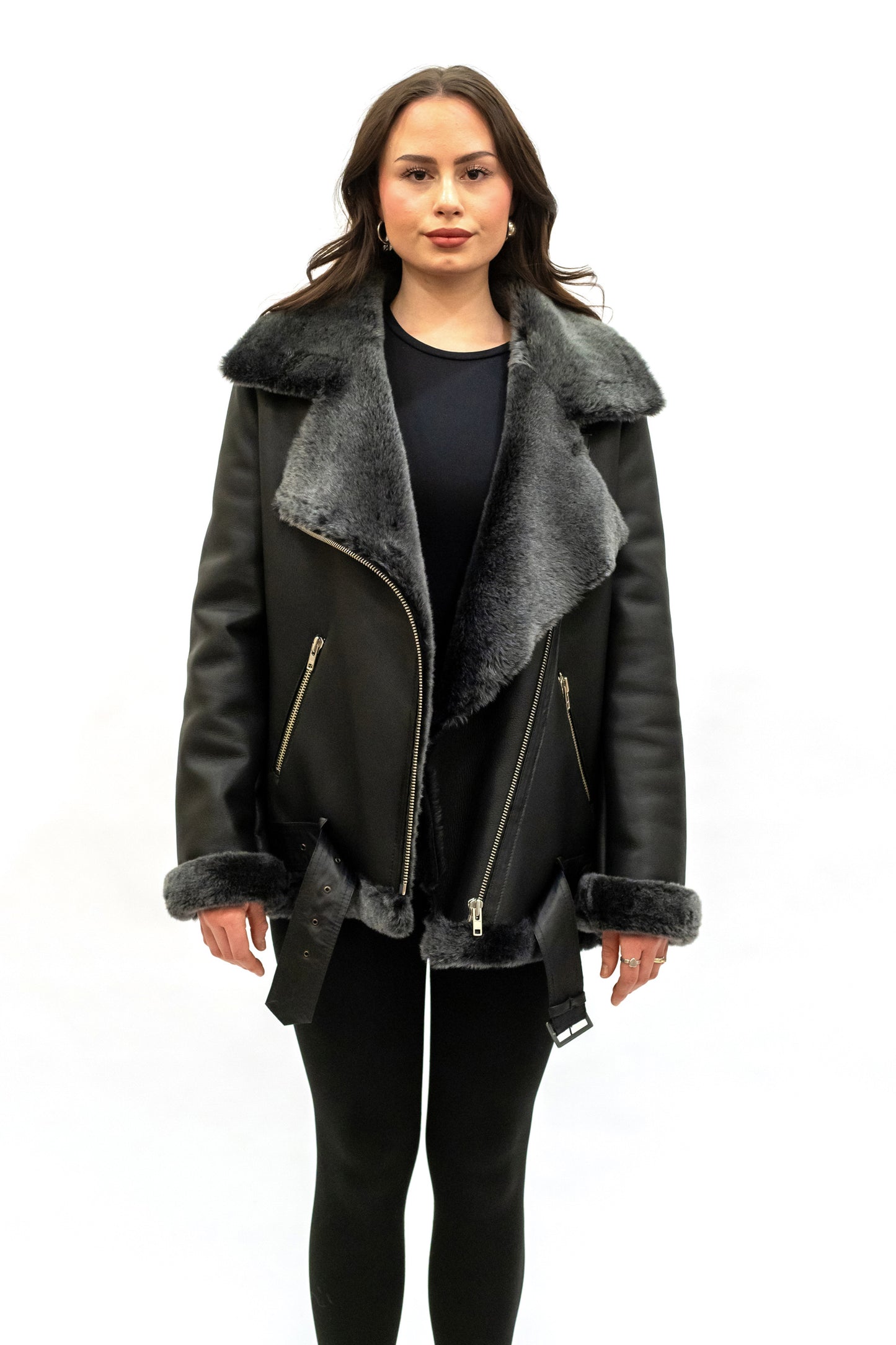 Pilotenjacke, Fliegerjacke, Bikerjacke Merinolammfell
