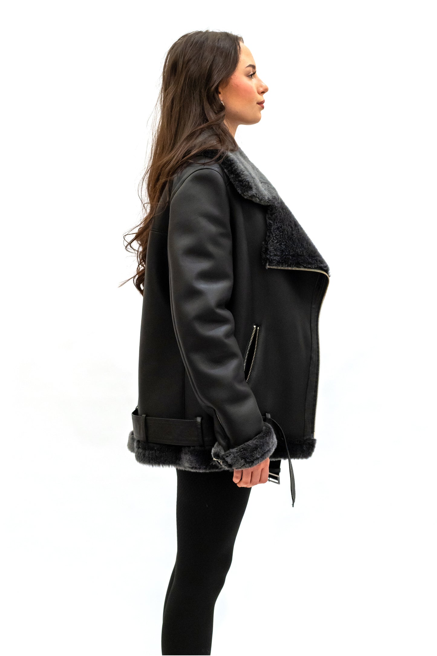 Pilotenjacke, Fliegerjacke, Bikerjacke Merinolammfell