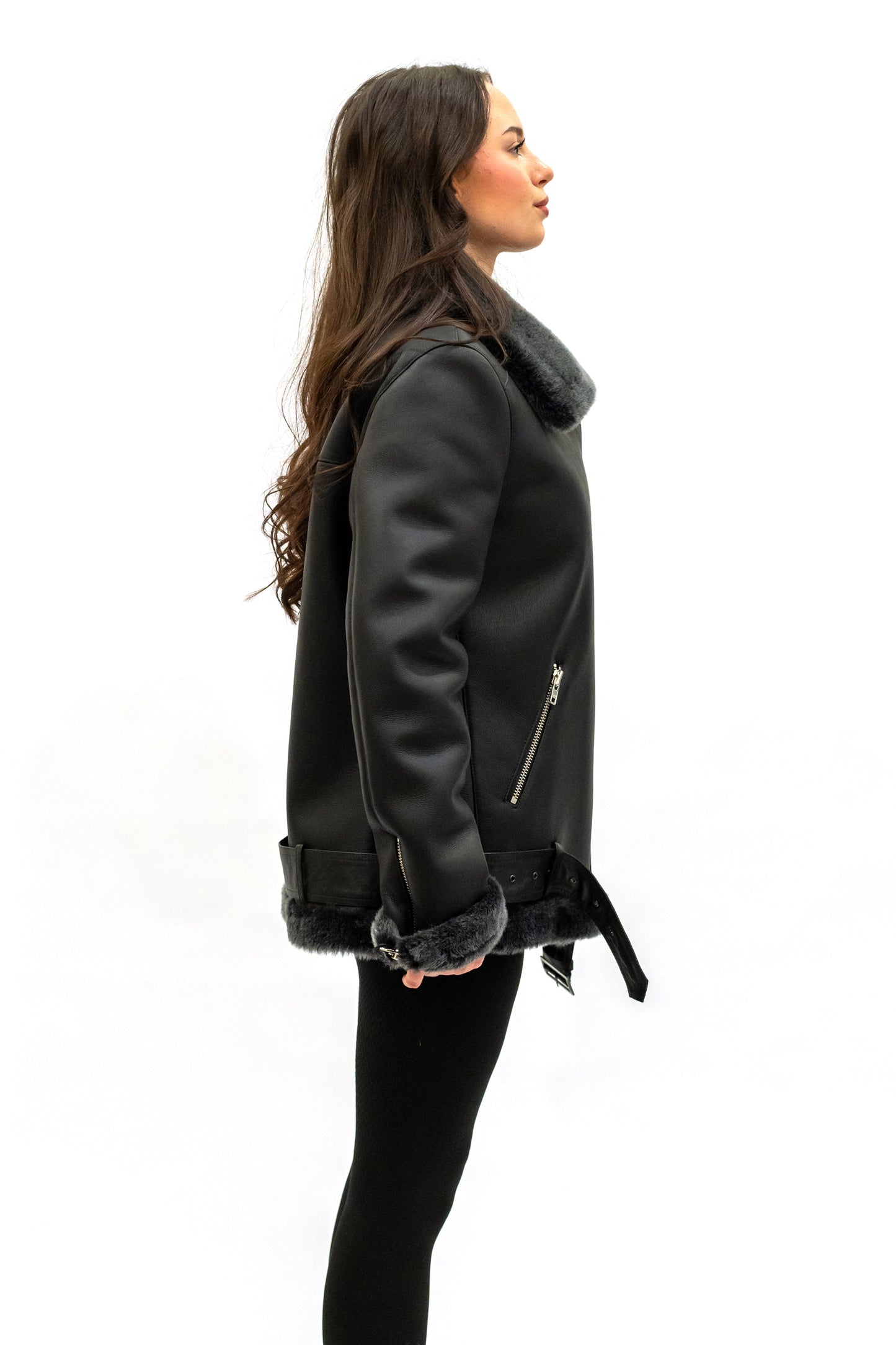 Pilotenjacke, Fliegerjacke, Bikerjacke Merinolammfell