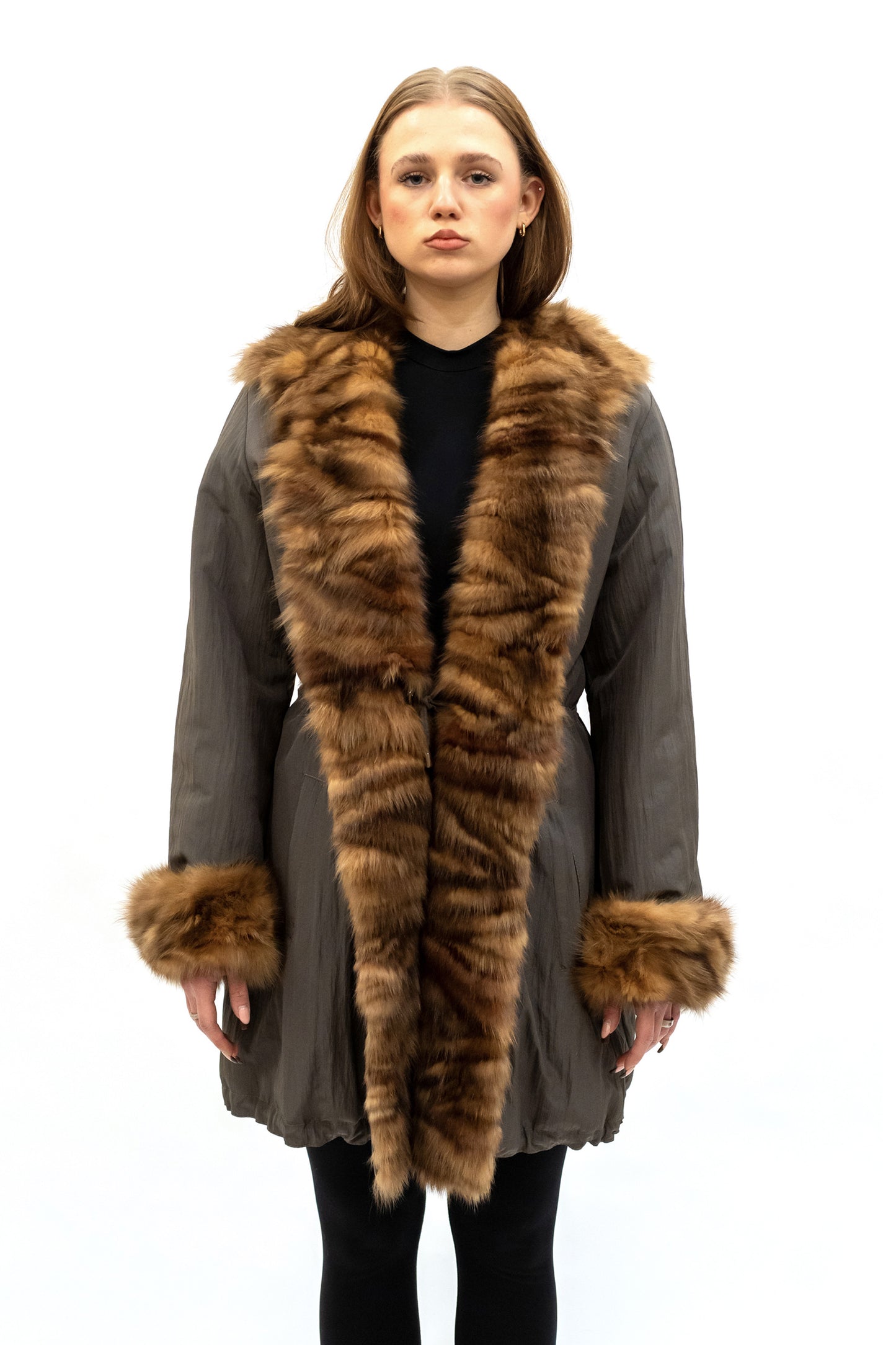 Parka Seide Samtwiesel & Zobel braun