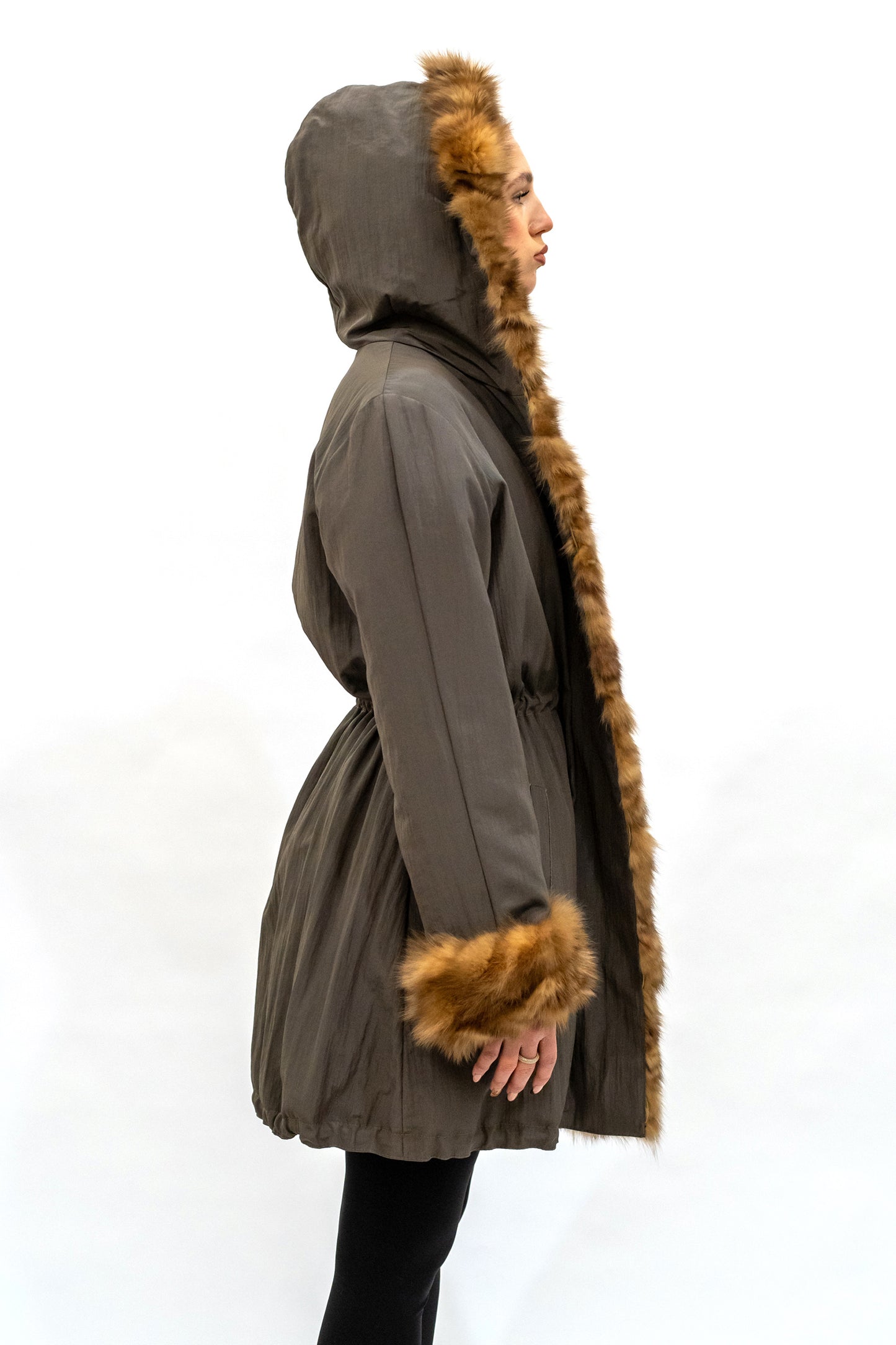 Parka Seide Samtwiesel & Zobel braun