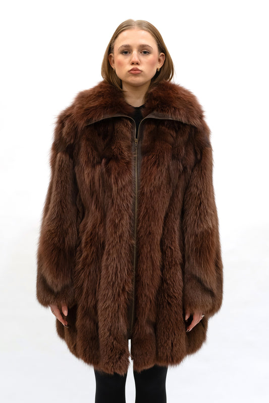 Kurzmantel Blaufuchs braun-rot