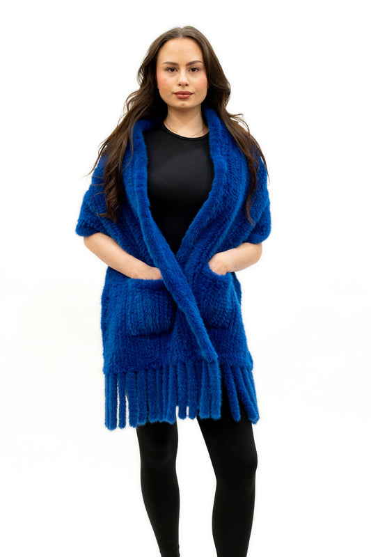 Nerzschal gestrickt mit Taschen XXL