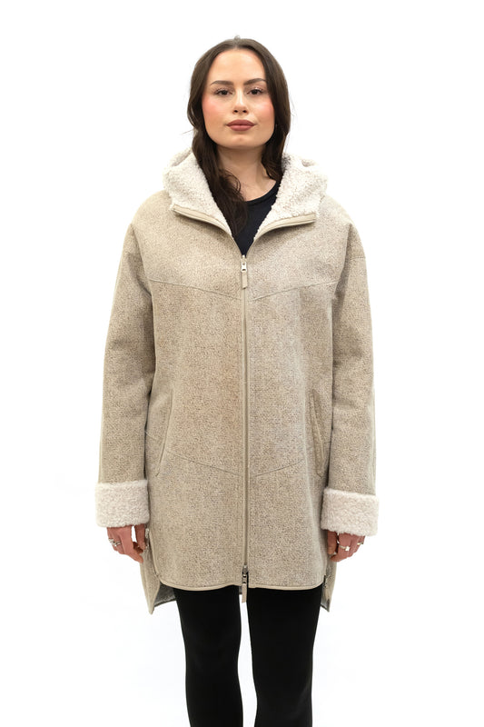 Wendemantel Sambia Lammfell off white