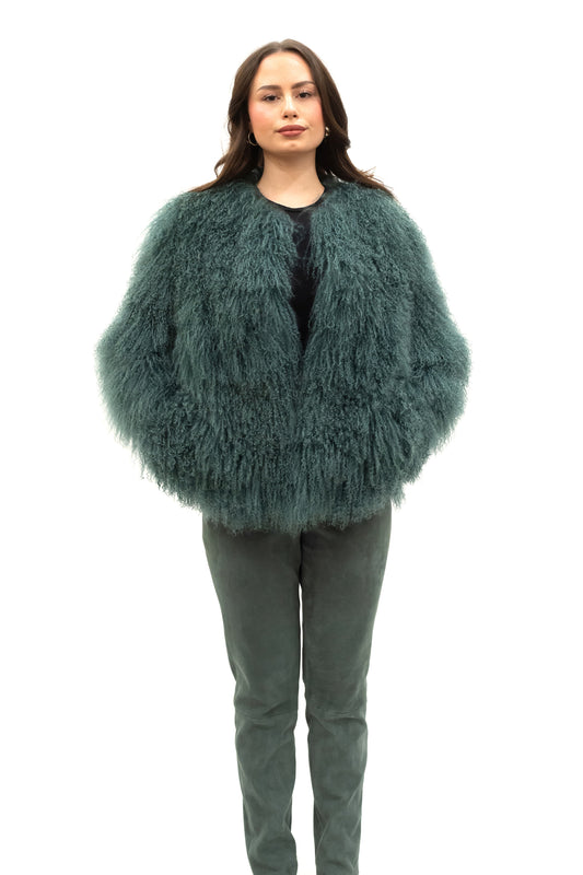 Kurze Zottel Jacke Tibetlammfell