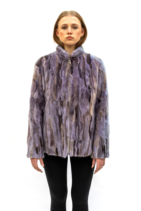Kurze Nerzjacke mit Kapuze