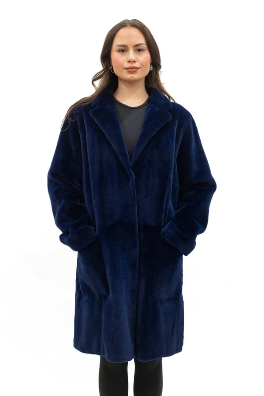 Wendemantel Cashmerenerz blau schwarz