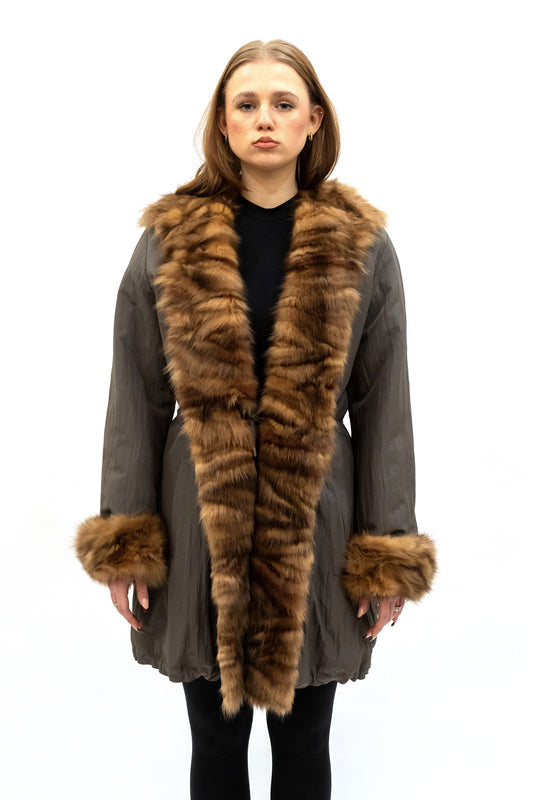 Parka Seide Samtwiesel & Zobel braun